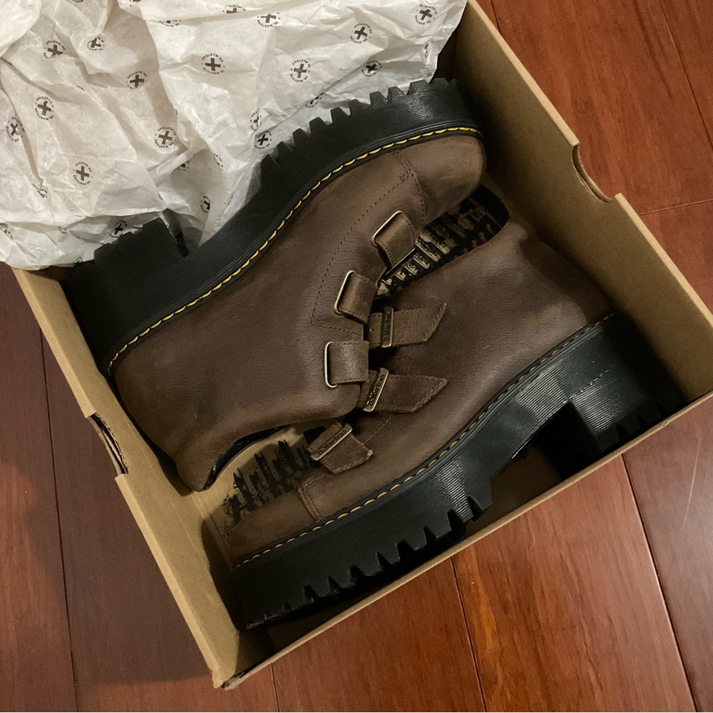 Like new! Dr Martens Coppola Brown Platform Buckle Boot Size 10